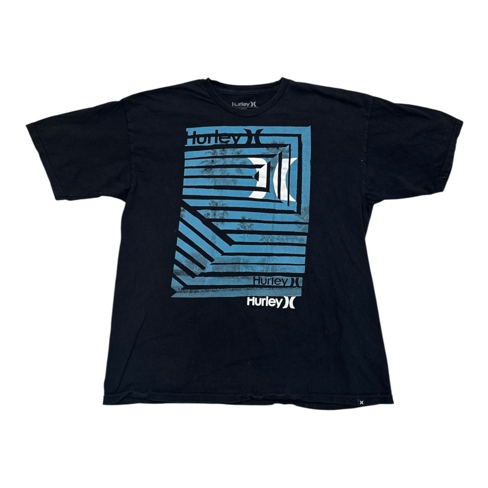 Hurley Black and Blue Graphic T-Shirt - Mens XL